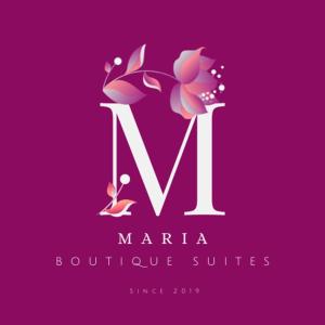 a letter logo with a flower on a pink background at Maria Boutique Suits in Budapest