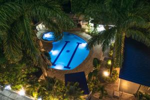 widok na basen z palmami w obiekcie Hotel Wayra Club w mieście Acacias