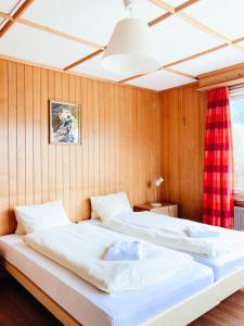 Un pat sau paturi într-o cameră la Hotel Gletscherblick