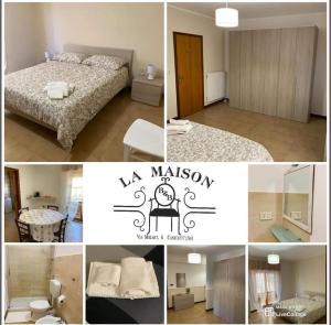 a collage of pictures of a bedroom with a bed at B&B La Maison in Canicattì
