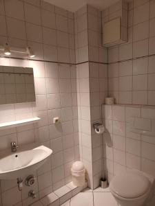 een badkamer met een toilet en een wastafel bij LUD-297-Godewind-Seeblick in Scharbeutz