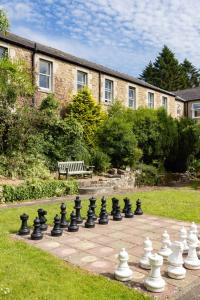 a giant chessboard in front of a building at George Hotel in Hexham