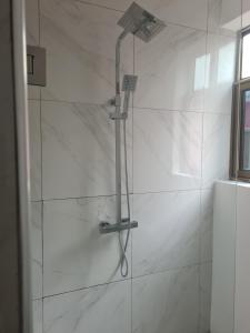 a shower with a shower head in a bathroom at Legacy Court in Ashalebotwe