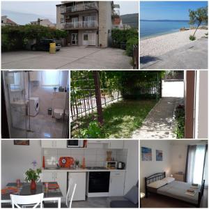 eine Collage mit Fotos von einem Haus und einem Strand in der Unterkunft Pauli in Kaštela