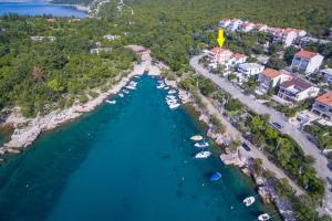 an aerial view of a harbor with boats in the water at Apartments Zorica in Dramalj