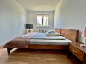 a bedroom with a bed and a window at Centrum Konferencyjne Brancon in Babimost