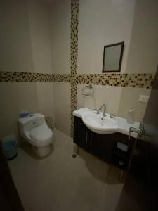 托盧的住宿－Casa de vacaciones en Tolú，一间带卫生间和水槽的浴室