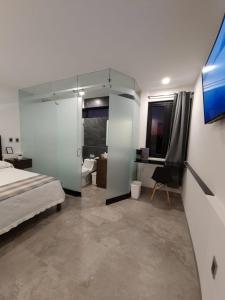 1 dormitorio con 1 cama y escritorio en una habitación en La Casa Mia Leon, en León