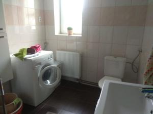 La salle de bains est pourvue d'un lave-linge et de toilettes. dans l'établissement Rodinný dům Mikulov, à Mikulov
