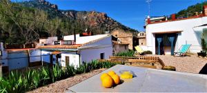 un tavolo con della frutta in cima a una casa di Els Orgues de Benitandús ad Alcudia de Veo