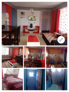 kolaż czterech zdjęć pokoju w obiekcie Megs Place - Red - Embu Town w mieście Embu