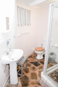 a bathroom with a sink and a toilet at Kruger Whispering Waters in Hazyview