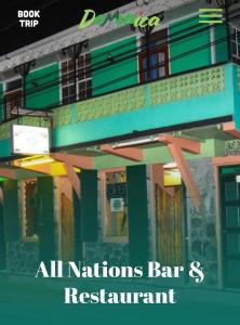 a book cover for the all nations bars restaurant at Roseau Hostel & Beach Front Property in Roseau