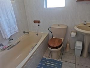 a bathroom with a toilet and a tub and a sink at No. 3 Crow's nest in Margate