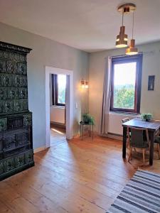 Ruang duduk di Nostalgie Apartment Weimar