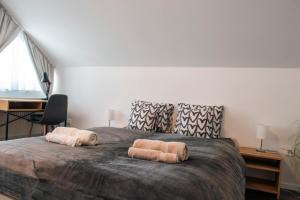 Postel nebo postele na pokoji v ubytování Anavrin apartman free parking
