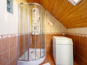 W łazience znajduje się kabina prysznicowa i pralka. w obiekcie Apartment Scarlett 2 by Interhome w mieście Balatonszemes +9 zdjęć