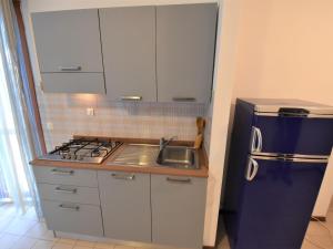 Apartment Simma-10 by Interhome في بيبيوني: مطبخ صغير مع مغسلة وثلاجة