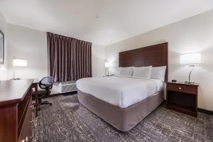 Cobblestone Inn & Suites-Fremont tesisinde bir odada yatak veya yataklar