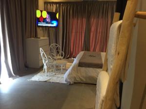 a bedroom with a bed and a tv in a room at Villa Jamila -Villa de luxe a Marrakech in Marrakesh