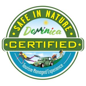 a logo for the center in nature dominica centerifted at St. James Guesthouse in Roseau