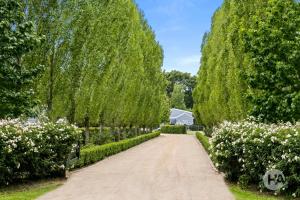 een pad in een tuin met bomen en bloemen bij Farm Stay MAPLE Cottage at Wilindi Estate in Tyabb