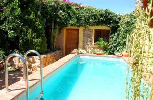 - une piscine dans une cour ornée de plantes dans l'établissement Casa Rural Don Álvaro de Luna, à Don Álvaro