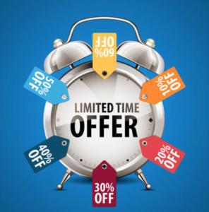 an alarm clock with the words limited time offer at Kings Hotel Blackburn in Blackburn
