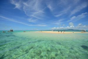 石垣島にあるVilla Yuiの水中の人々の集まりがある海岸