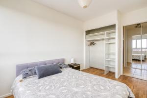 - une chambre avec un grand lit et un dressing dans l'établissement Superbe Apart 2 rooms lumineaux parking Casa Lyon, à Lyon