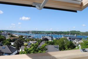 a view of a city from a window at Highcliffe in Falmouth