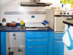 フィナーレ・リーグレにあるApartment Simone - FLG130 by Interhomeのキッチン(青いキャビネット、コンロ付)