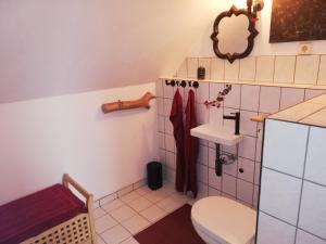 Ferienhaus -Am alten Dorfplatz- في درسدن: حمام مع مرحاض ومغسلة