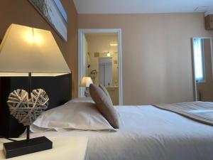 Postel nebo postele na pokoji v ubytování Hôtel de la Plage