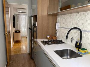 cocina con fregadero y encimera en Departamento Fabuloso en Rosario