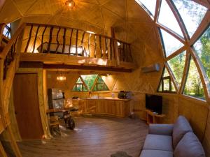 an overhead view of a large room in a tree house at Refugios del Ranco in Lago Ranco