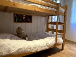 Una litera con un osito de peluche. en Appartement Alpin, en Bourg-Saint-Maurice