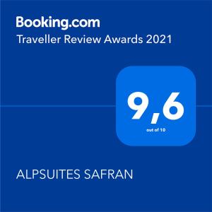 ALPSUITES SAFRAN tanúsítványa, márkajelzése vagy díja