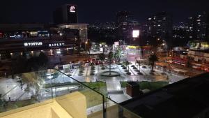 vista sulla città di notte di Plaza Egaña sky a Santiago