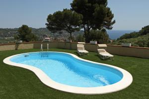 een zwembad op de top van een grasoverdekte tuin bij Tenuta Domine in Imperia