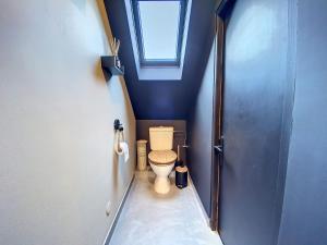 - Baño con aseo en habitación azul en Chez Nat&Mat- Colmar gare- Parking gratuit, en Colmar