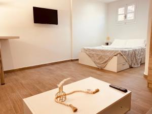 TV a/nebo společenská místnost v ubytování Louvros Luxury Suites