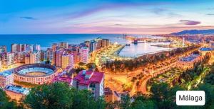 a cityscape of a city with a harbor at Apartamento Ohana, Costa del Sol in Algarrobo-Costa