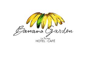 un logo per un hotel con una palma di Banana Garden La Palma a Santa Cruz de la Palma