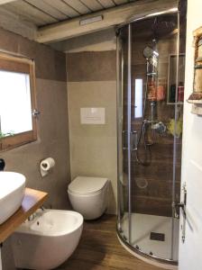 オルビアにあるMansarda Danielaのバスルーム(シャワー、トイレ、シンク付)