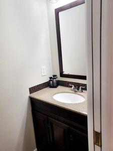 a bathroom with a sink and a mirror at Casa Paradisum Tampa Bay, FL - Beautiful Beach, Great Location & Modern Home Fully Updated in Apollo Beach