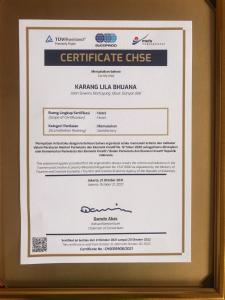 Certifikát, hodnocení, plakát nebo jiný dokument vystavený v ubytování Karang Lila Bhuana Ubud