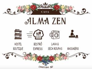 Casa Alma Zen - Hostel Boutique & Bistrô Ubatuba的证书、奖牌、标识或其他文件