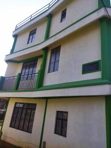 a green and white building with windows at HEEMSTEDE in Shillong