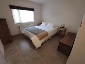 Un dormitorio con una cama grande y una ventana en Apart Hotel Endurance en Punta Arenas